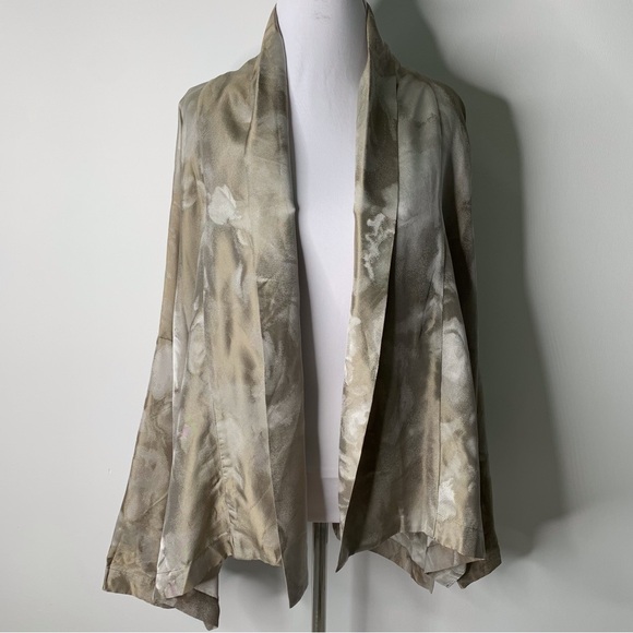 eskandar Jackets & Blazers - Eskandar Women's Tan Cream Silk Blend Open Front Jacket Blazer Size 1